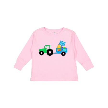 

Inktastic Happy Easter Cute Chick and Green Tractor Gift Toddler Boy or Toddler Girl Long Sleeve T-Shirt