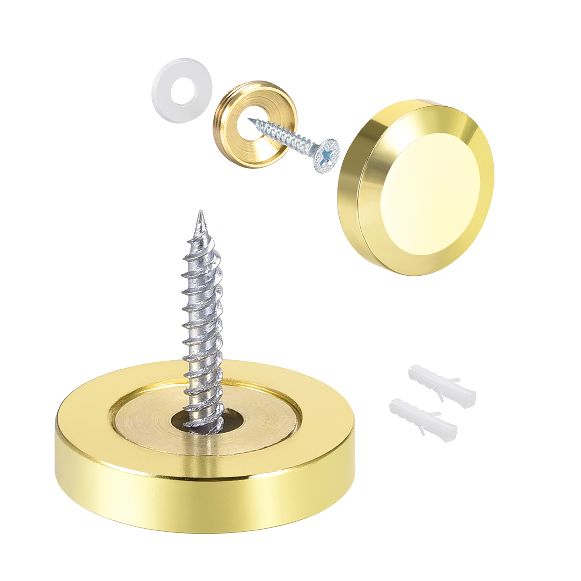 Mirror Screws Decorative Cap Cover Nails Polished Gold 25mm 4Pcs