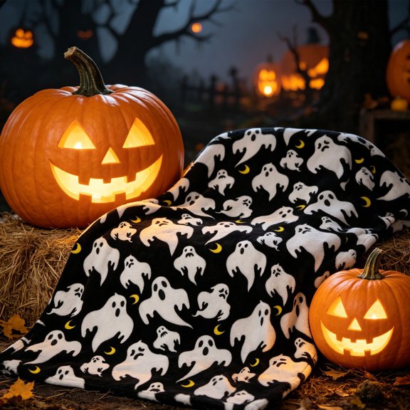 Roiihwy Halloween Throw Blanket, Bat Ghost Fall Plaid Blanket, Soft Fuzzy Plush Spooky Spider Bats Flannel Halloween Fleece Blankets Throws for Sofa, Couch, Chairs and Bed