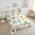 thumbnail image 4 of Erosebridal Cartoon Frog Bed Comforter Set Twin Cute Tropical Animal Comforter Set,Kawaii Floral Green Frog Bedding Set Woodland Leaves Flower Butterfly Quilt Duvet 1 Pillow Case, 4 of 7