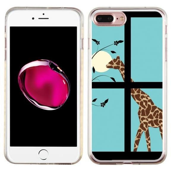 Slim-Fit Case for Apple iPhone 8 PLUS / 7 PLUS, OneToughShield ® Premium TPU Gel Protector Phone Case - Moon Giraffe