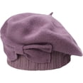 thumbnail image 3 of CoCoMangos Beret Hats for Women Winter Cap 1920s Chic Style Wool Bow Beanie French Artist Caps, 3 of 7
