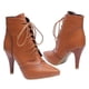 thumbnail image 3 of NECHOLOGY Botas Mujer Adulto Femenino Zapatos Botines para mujer 2023 Comercio exterior europeo y americano Moda Versátil Retro Flor hueca Frente con cordones Tacón Botas para mujer (Brown, 9), 3 of 6