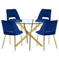 thumbnail image 1 of Ensemble de Repas en Verre Transparent Rond 45 x 45 Po avec Chaises Bleu Marine, 1 of 7
