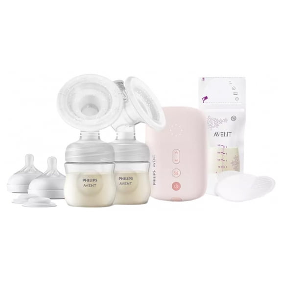Avent Double Electric Breast Pump SCF397/31 – 8 Stimulation & 16 Expression Levels, Includes 2 Bottles 125 ml, Disposable Pads & Milk Storage Bags