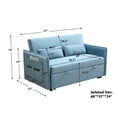 thumbnail image 3 of Modern Blue Fabric Convertible Sofa Bed with Adjustable Backrest and Side Pockets, 3 of 5