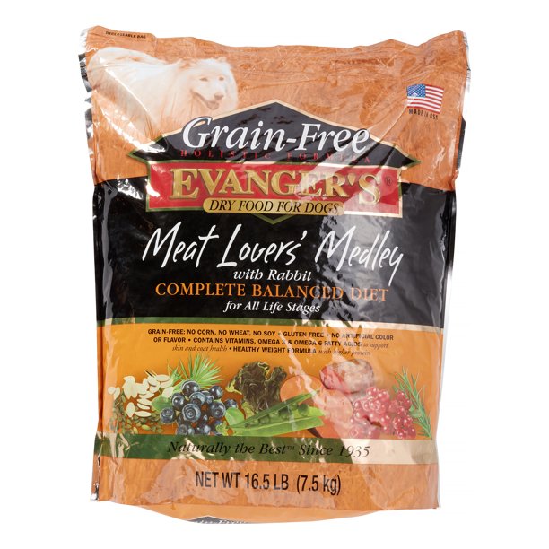 Evanger's Meat Lover's Medley GrainFree Rabbit Dry Dog Food, 16.5 Lb