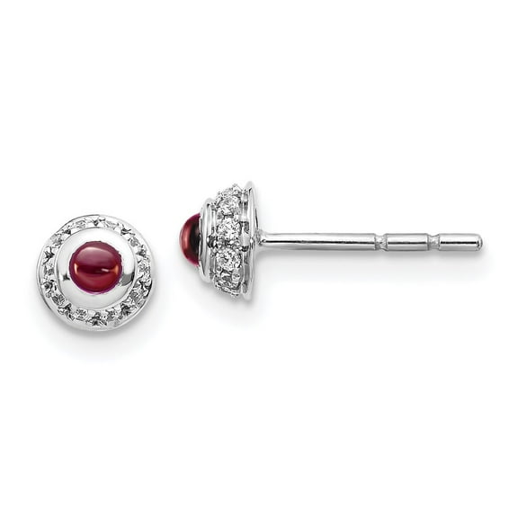 Primal Gold 14 Karat White Gold Diamond and Cabochon Garnet Earrings