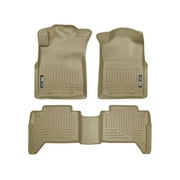 Husky Liners Weatherbeater Floor Mats | Fits 2005 - 2015 Toyota Tacoma Double Cab (Footwell Coverage) | Front & 2nd Row, 3-pc Tan - 98953
