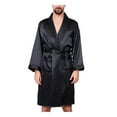 thumbnail image 3 of zeranth Men Summer Imitation Silk with Pockets Waist Belt Bath Robe Home Gown Sleepwear, 3 of 3