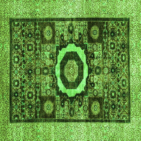 Ahgly Company Indoor Square Abstract Green Modern Area Rugs, 4' Square