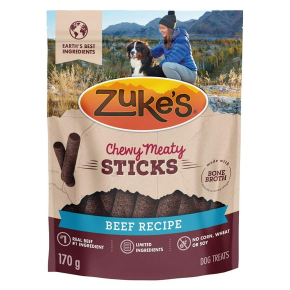 Zuke’s Bâtonnets Moelleux à la Viande Recette au Bœuf, Gâteries pour Chiens 170 g