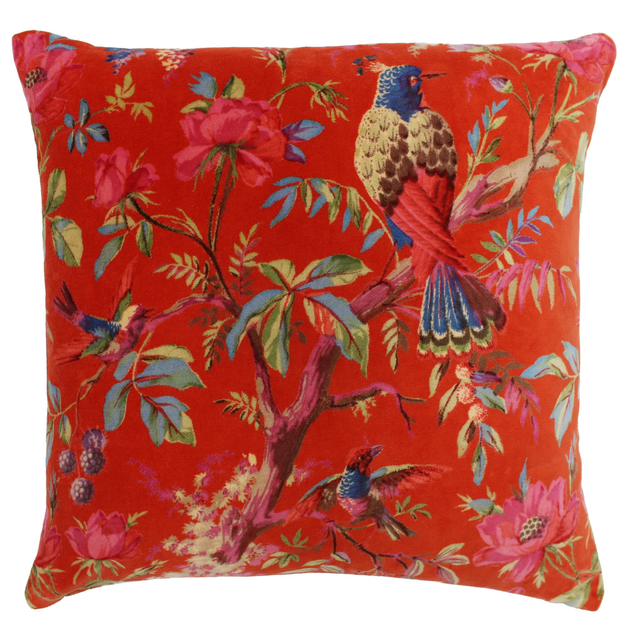 Tropical Cushion Covers Paradise Velvet Floral Cushions Cover 20" x 20" Paoletti