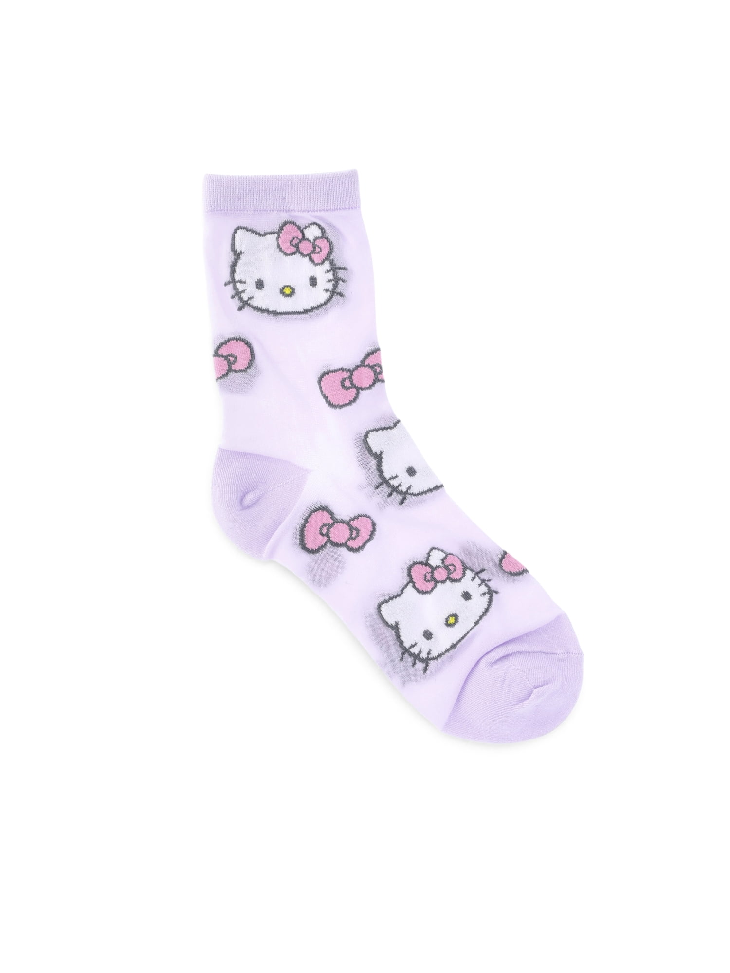 Hello Kitty Women's Semi Sheer Mid-Crew Socks, 2-Pack, Shoe Sizes 4-10