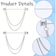 thumbnail image 6 of 1 Box 2Pcs Men's and Women's Shirt Chain Collar Pins Gold Silver Metal Double Chain Lapel Pin Collar Bar Tassel Necktie Pins Clasp Stud Bar Clips Brooch Stick DIY, 6 of 8