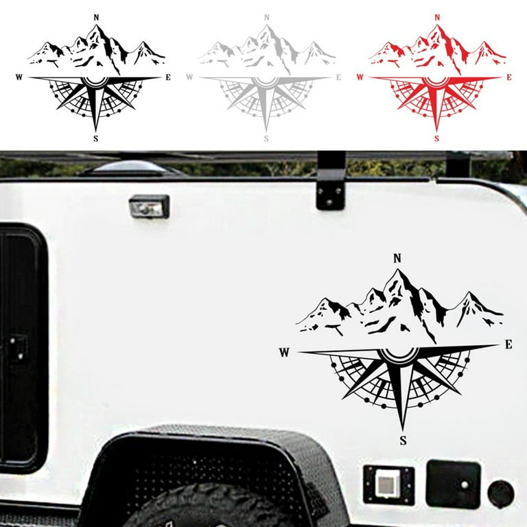 Carevas Mountain Compass Stickers, Decal for Car Hood Auto Body Side Door  Compass Waterproof Stickers, Vinyl Stripe Decal Sticker for Truck SUV