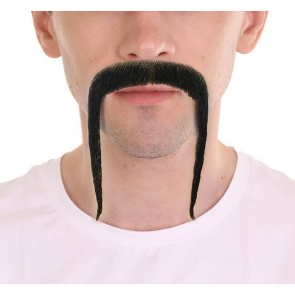 HPO Adult Men's Fu Manchu Fake Human Hair Mustache
