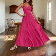 thumbnail image 2 of Womens Plus Size Summer Dresses Solid Pleated Dress V-Neck Sleeveless Dresses Casual Bandage Comfortable All Occasion Wear, 2 of 8