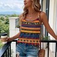 thumbnail image 7 of Craaazy Women Soft Tops Loose Fit Tribal Print Round Neck Beaded Strap Sleeveless T Shirts for Daily Wear Gift, 7 of 7