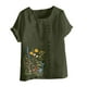 thumbnail image 4 of Vestidos Casuales Para Mujer, Blusas De Mujer De Moda Blusa informal de lino con botones y manga corta estampada para mujer, 4 of 4