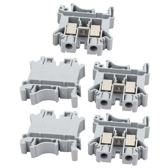 Unique Bargains 5Pcs UK-10N DIN Rail Mount Guide Terminal Block 800V 76A 10mm2 Cable Gray