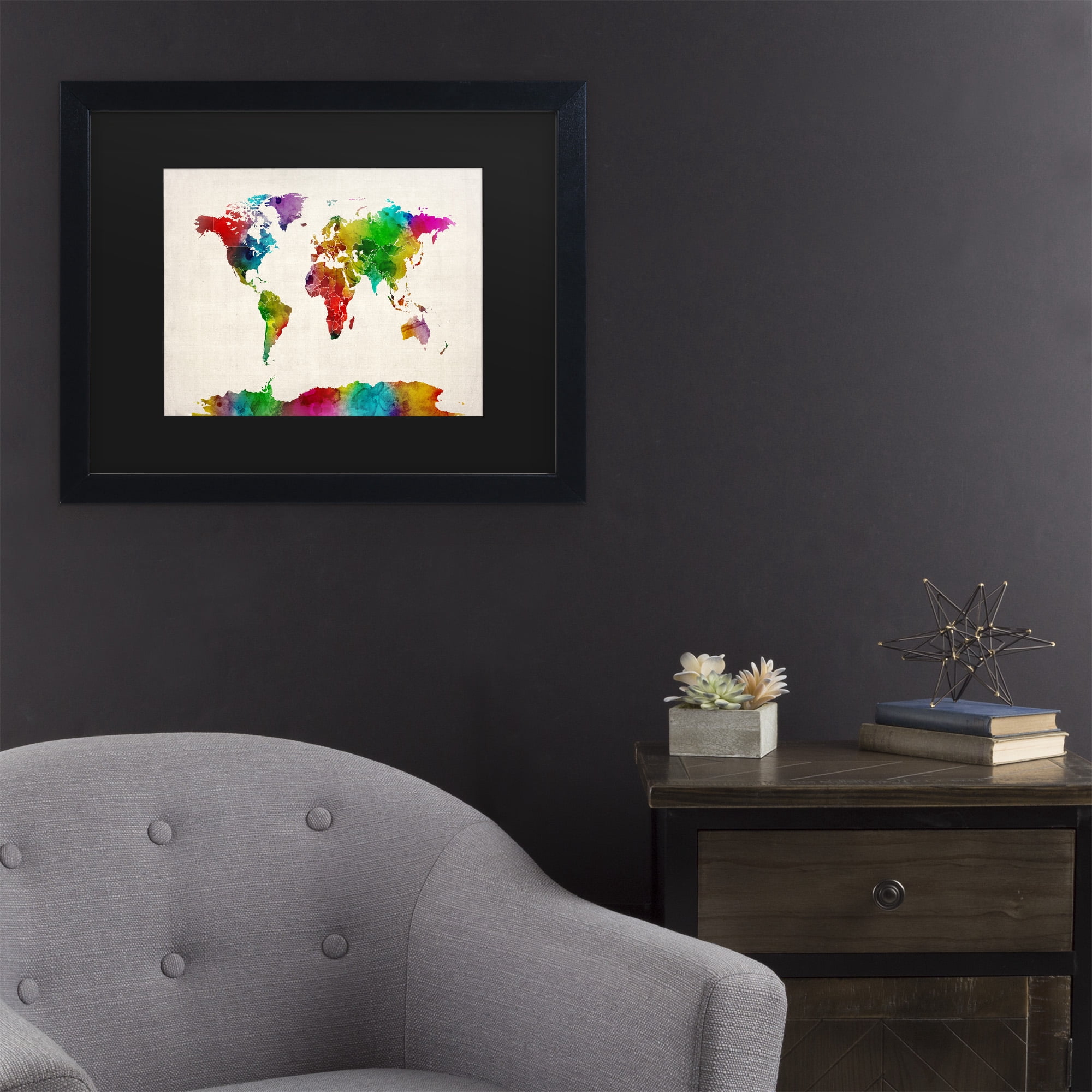 Trademark Fine Art 'Watercolor World Map II' Canvas Art by Michael Tompsett