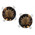 thumbnail image 2 of Star K� Round 7mm Genuine Smoky Quartz Screw Back Stud Earrings with Heart Prongs, 2 of 9