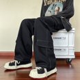 thumbnail image 3 of Autumn Cotton Cargo Pants Men Fashion Pocket Casual Pants Men Japanese Streetwear Hip Hop Loose Straight Pants Mens Trousers, 3 of 5