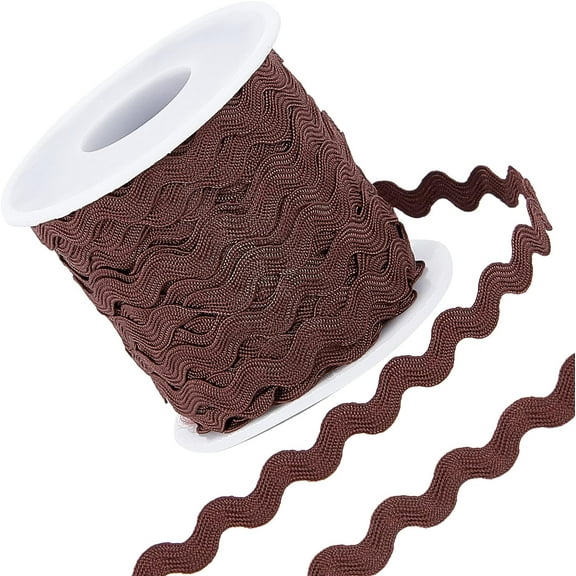 27yard/25m Rick Rack Trim Ribbon Dark Coffee Wave Sewing Bending Fringe Trim 5mm/0.2 inch for DIY Sewing Crafts Wedding Bridal Dress Embellishment Party Decoration Gift Wrapping Supplies DIY