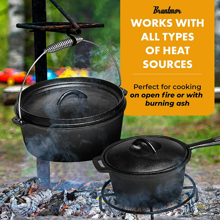 25cm Cast Iron Dutch Oven Camping Pot Set Outdoor Portable Multi-function  Cookware Stew Pot Barbecue Pot Soup Picnic Pot - AliExpress