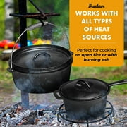 Bruntmor Camping Cooking Set Of 7 - Pre Seasoned Cast Iron Pots, Pans, and Dutch Ovens with Lids for Outdoor Campfire Cooking - Skillet Grill Cookware Set with Storage Box