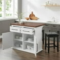 thumbnail image 4 of Pemberly Row 3-Piece Wood Kitchen Island w/ Square Stools in White, 4 of 18