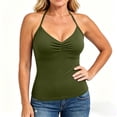 thumbnail image 6 of Tqcoqu Camisole with Built in Bra for Women,V neck Halter Tank Tops Fit Undershirts,Army Green Women's S-XXL, 6 of 10