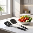 thumbnail image 7 of Pack of 2 Silicone Turner Spatulas, Non Stick Slotted Solid Kitchen Utensils, High Heat Resistant & BPA Free, Ideal for Fish Eggs Pancakes - Black, 7 of 7