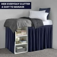 thumbnail image 4 of Dorm Bed Skirt Twin XL 50" Drop, College Dorm Room Bed Skirts Easy to Put On Twin XL Size Dust Ruffle Dorm Sized Bed Skirts, 600TC Egyptian Cotton Bed Skirt, (Navy Blue, Twin-XL - 50" Drop), 4 of 6