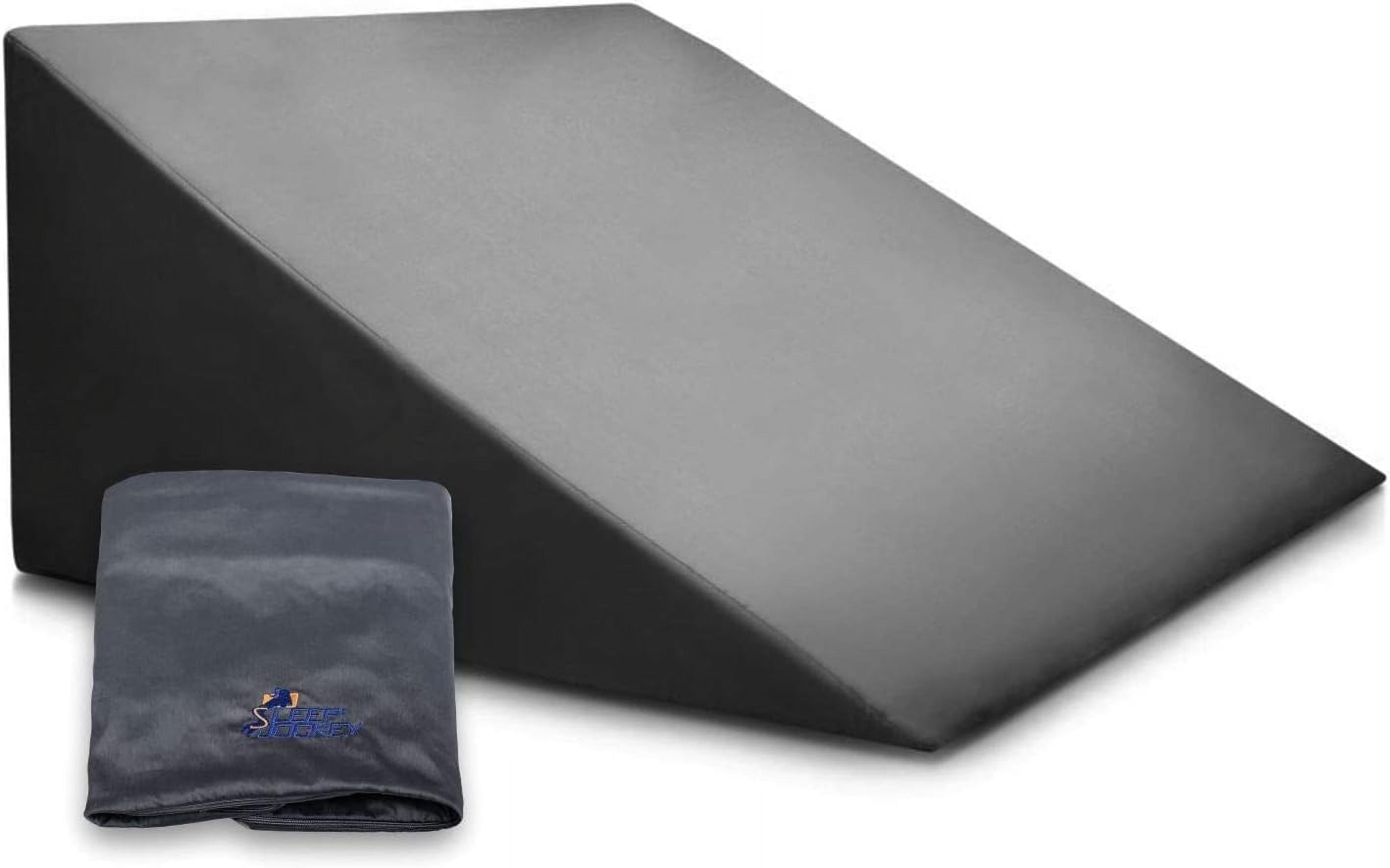 Sleep Jockey Pillow Cover for Bed Wedge - Ultrasoft Bamboo Wedge Pillow Case Cover with Zipper - Multiple Sizes to fit Most Sleep Wedges - Easy Care, Long Lasting (12", Dark Gray)