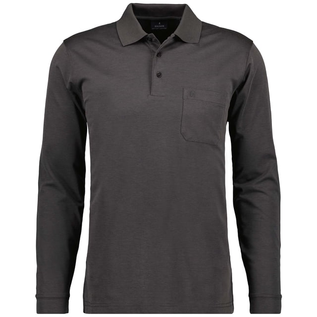 RAGMAN Polo de manga larga para hombre - Soft Knit Polo Polo con botones de manga larga, mezcla de algodón, botones delanteros, fácil de cuidar Gris oscuro M (Medium)