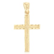 Ioka - 14K Yellow Gold Cross Religious Charm Pendant For Necklace or Chain