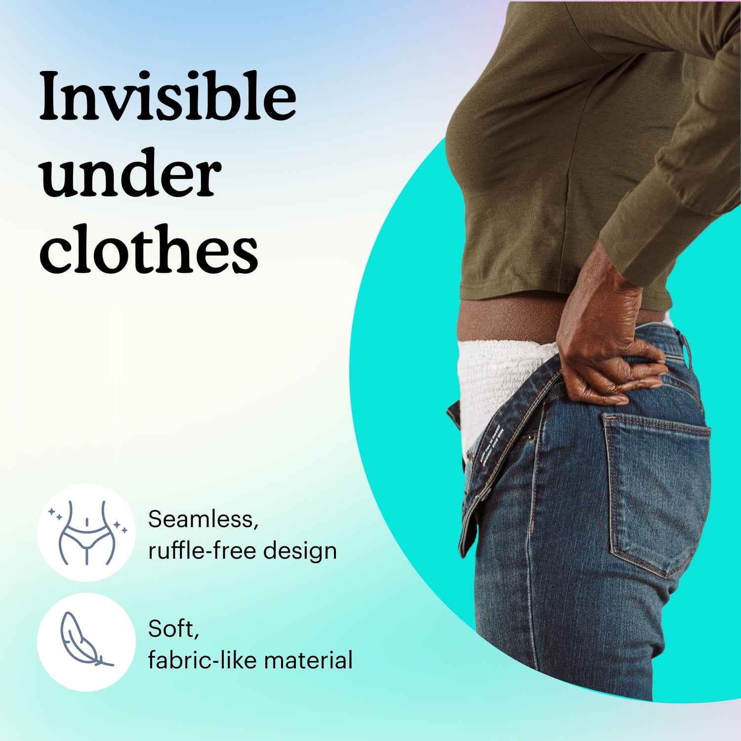Because Women's Incontinence Underwear - Sensitive Skin - Overnight, L, White, 14 Ct