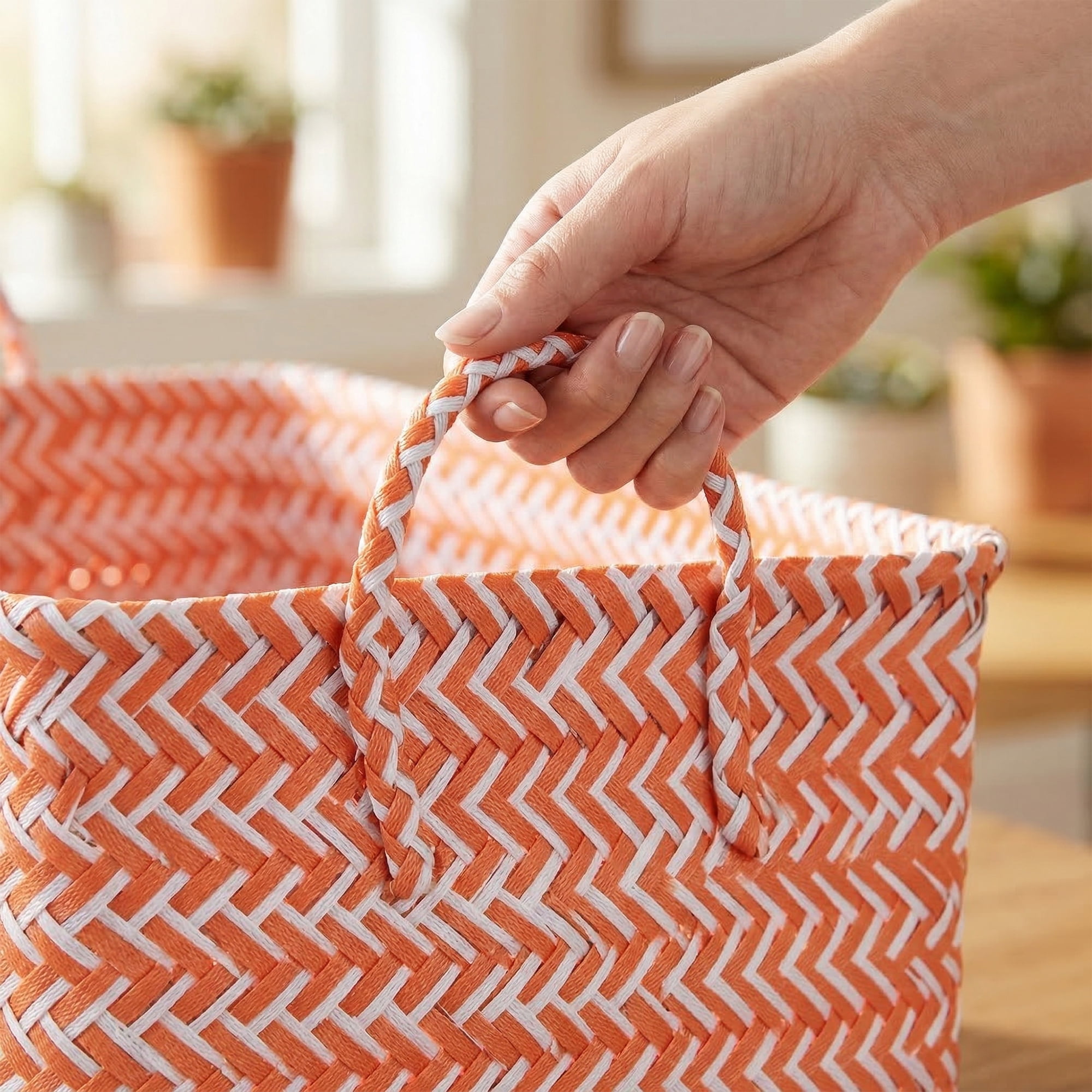 Unique Bargains Wicker Shelf Closet Storage Bin for Blankets Pink 15.7" x 10.6" x 8.7"
