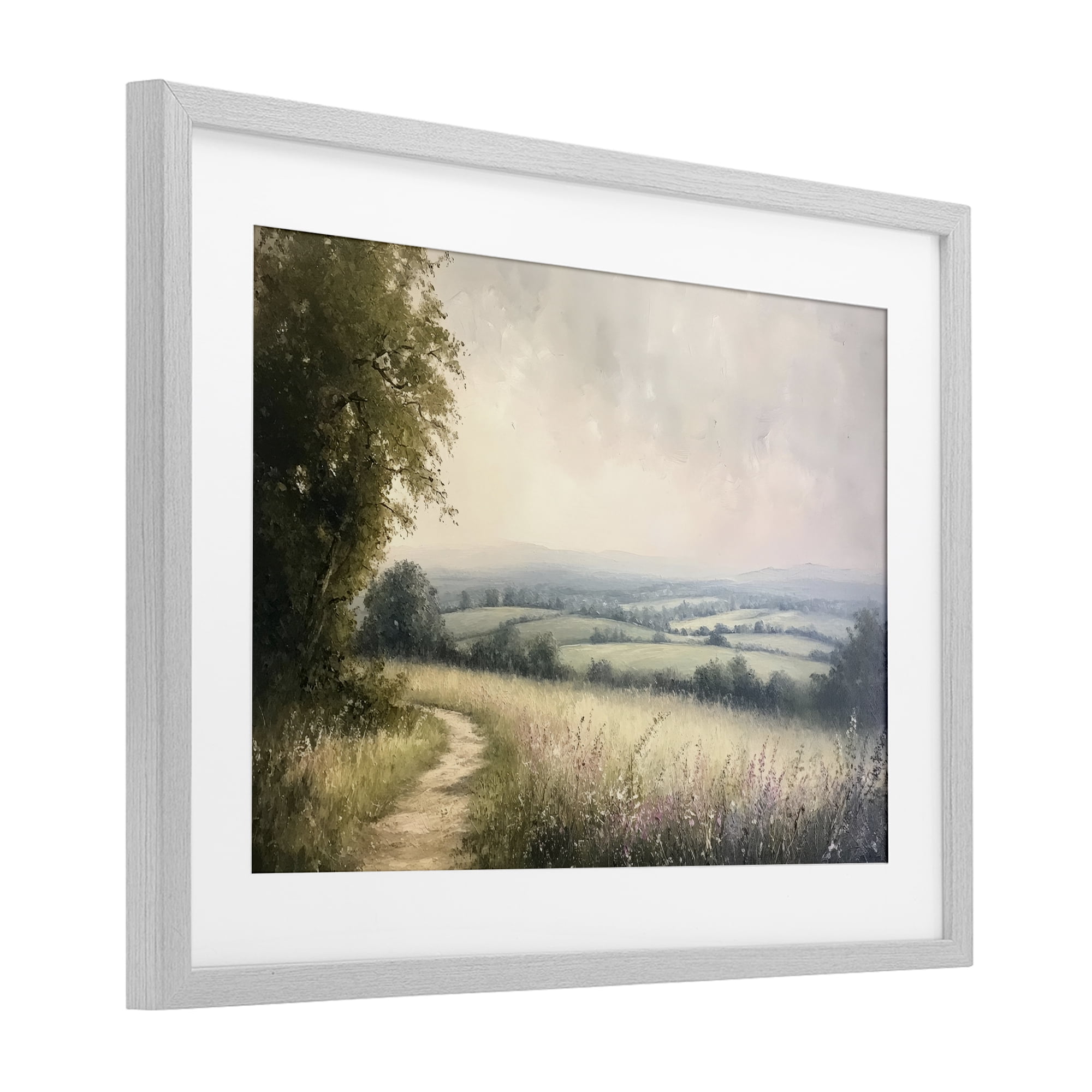 Stupell Industries Rolling Farmlands in Distance Gray Framed Print Under Glass, design by Petal Prints Design