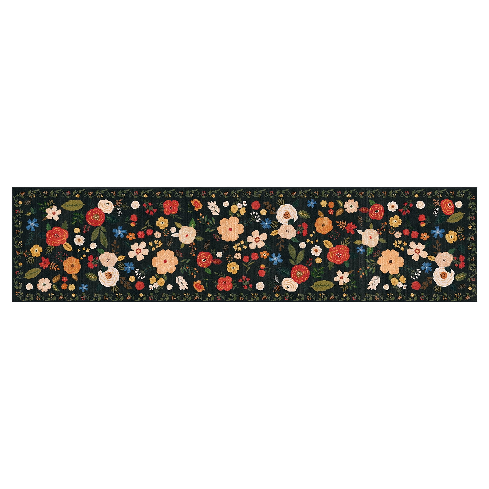 2'6''x 10' Boho Runner Rug for Hallways, Soft Non Slip Washable Runner Rug Floral Floor Carpet Runner Rug for Entryway Laundry Room Bathroom