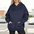 thumbnail image 2 of HAPIMO Women's Oversize Hoodies Relaxed Fit Casual Long Sleeve Pullover Tops Fall Trendy Hoodies Solid Kangaroo Pocket Hooded Sweatshirts Navy XL, 2 of 6