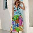 thumbnail image 7 of Cute Colorful Folk Art Houses Sleeveless Dress Sleeveless Dress summer dress womens Summer skirt Long dress woman, 7 of 7