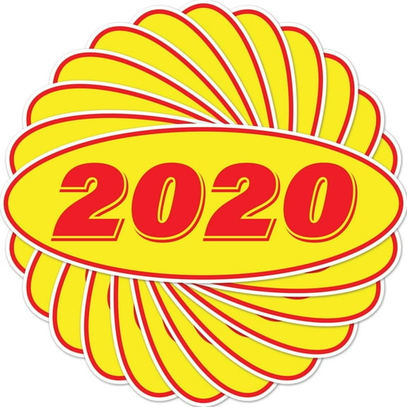 2020 Car Model Year Windshield Stickers | 14" x 5.5" Oval Stickers for Car Dealerships, Vehicle Windshields (Pack of 12)