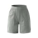 thumbnail image 4 of Pantalones cortos casuales de cintura alta para mujer - Cintura elástica, corte holgado, mezcla de algodón, liso, 4 of 6