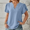 thumbnail image 5 of ZyeKqe Dressy Casual Tops for Women Petal Sleeve Shirts Casual V Neck T Shirts Dotted Business Work Office Blouses, 5 of 6