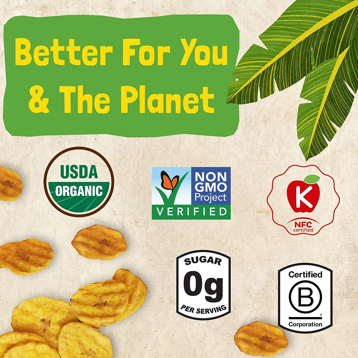 Organic Plantain Chips, Himalayan Pink Salt, USDA Organic, Vegan (6 Pack), Barnana