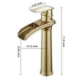 thumbnail image 5 of Waterfall Tall Spout Single Hole Single-Handle Vessel Sink Faucet In Brushed Gold, 5 of 5