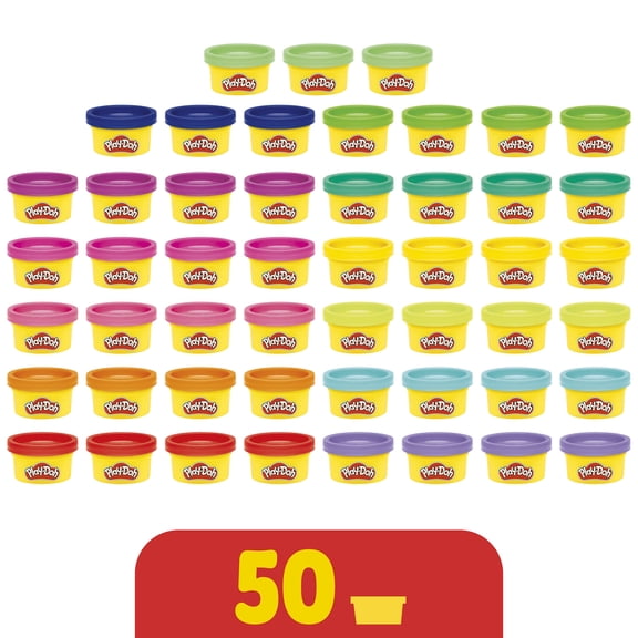 Play-Doh 50 Pack Colorful Mini Cans in 13 Varied Colors for Kids